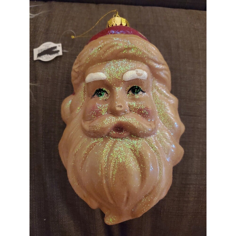 SANTA CLAUS HEAD ORNAMENT ~ VERY LARGE! ~ VINTAGE-STYLE ~ 7" X 5" ~ LIGHTWEIGHT
